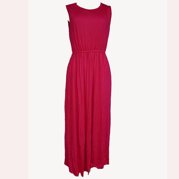 Women's long armless dress-Pink.