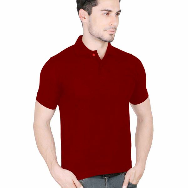 Men's plain polo t shirt-Maroon.