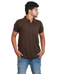 Men's short sleeved polo t shirt-Coffee Brown.