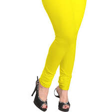 Women's cotton plain leggings-Yellow.