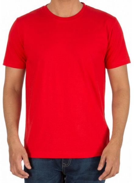 Plain round neck short sleeved tshirt-Red - Image 3