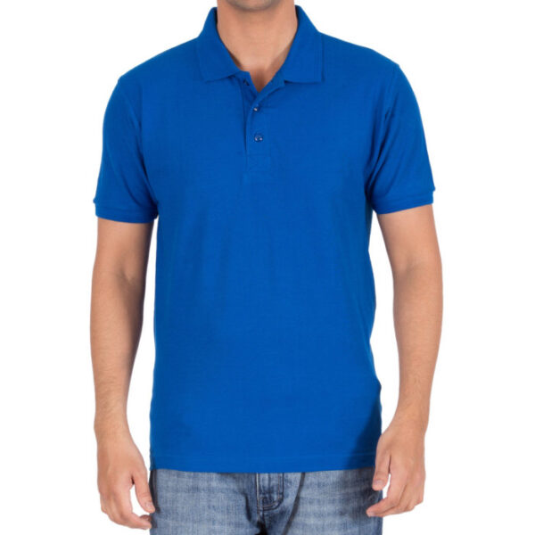 Men's short sleeved polo t shirt-Royal Blue. - Image 2