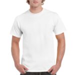 Men's short sleeved round neck t shirt-White