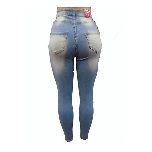 Women's damaged denim jeans-Light Blue. - Image 3