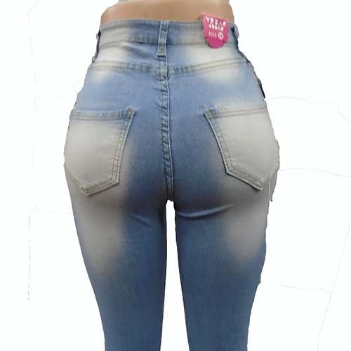 Women's damaged denim jeans-Light Blue. - Image 4