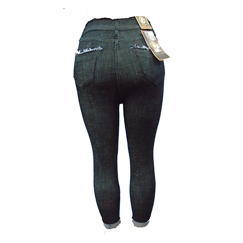 Women's fancy denim jeans-Black. - Image 2