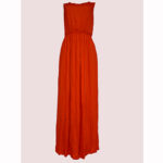 Women's sleeveless maxi dresses-Orange.