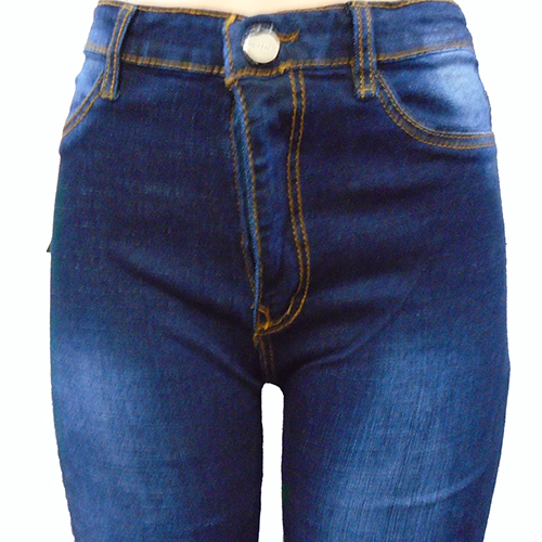 Women's fancy faded denim jean trousers-Blue. - Image 3