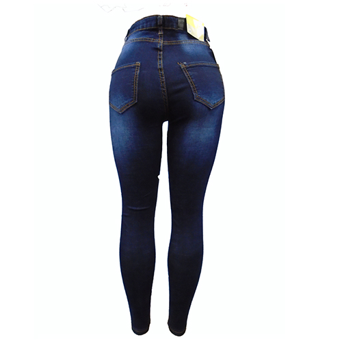 Women's fancy faded denim jean trousers-Blue. - Image 2