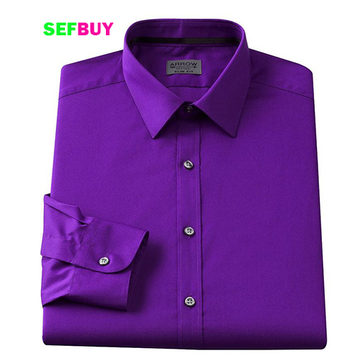 Women's long sleeved formal shirts-Purple.