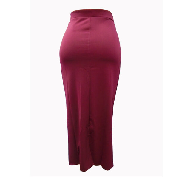 Women's plain long skirts with back slit-Maroon. - Image 2