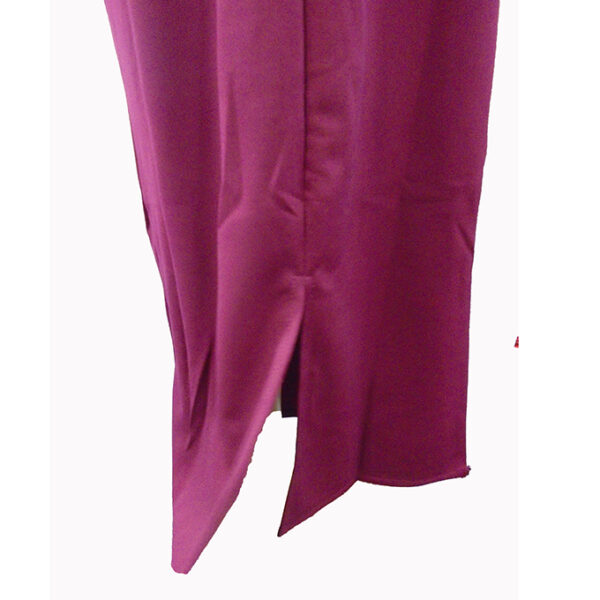 Women's plain long skirts with back slit-Maroon. - Image 3