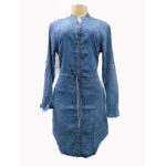Women's classy denim dress top-Light Blue.