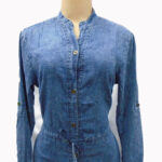 Women's classy denim dress top-Light Blue. - Image 2
