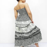 Women's long free wear dress with elephant prints-Black&White. - Image 2