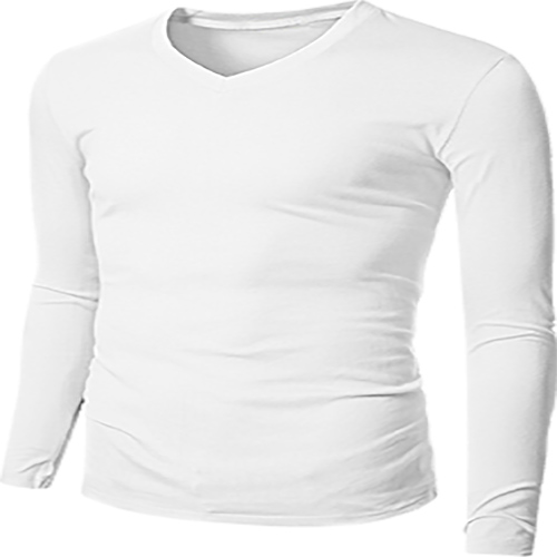 Men's long sleeved v-neck undershirts-White.