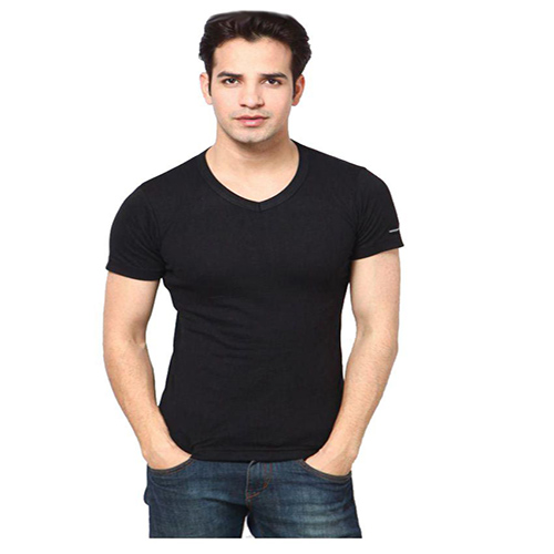 Body tight undershirt with short sleeves-Black.