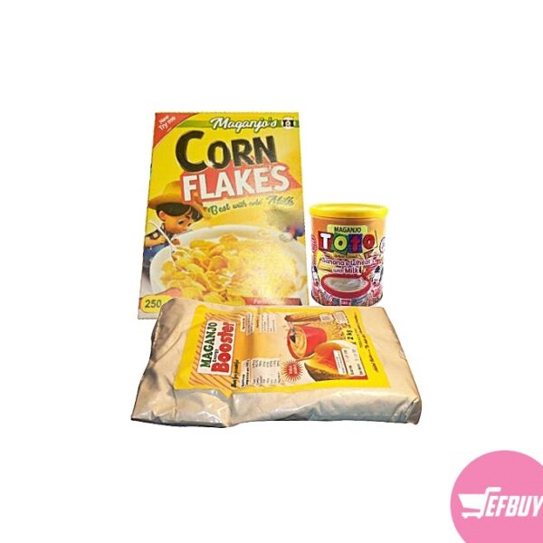 Bundle of maganjo toto infant cereal banana 500g, Cornflakes, 250g - Booster,1Kg