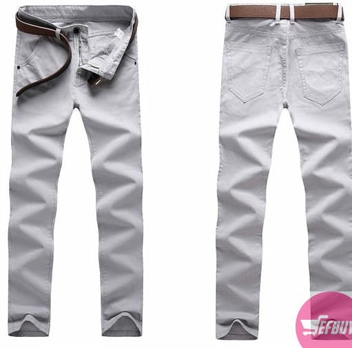 Men's khaki trousers -white