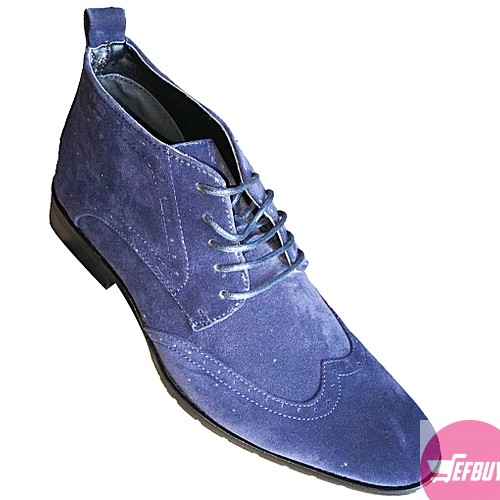 Men's blue ankle suede boot shoes