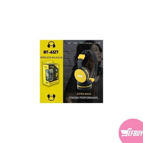 BT-6127 Over-ear Extra Bass Bluetooth Headphone Support Micro SD Card Play / FM Radio / Audio Input / Hands -free Phone Call - Black