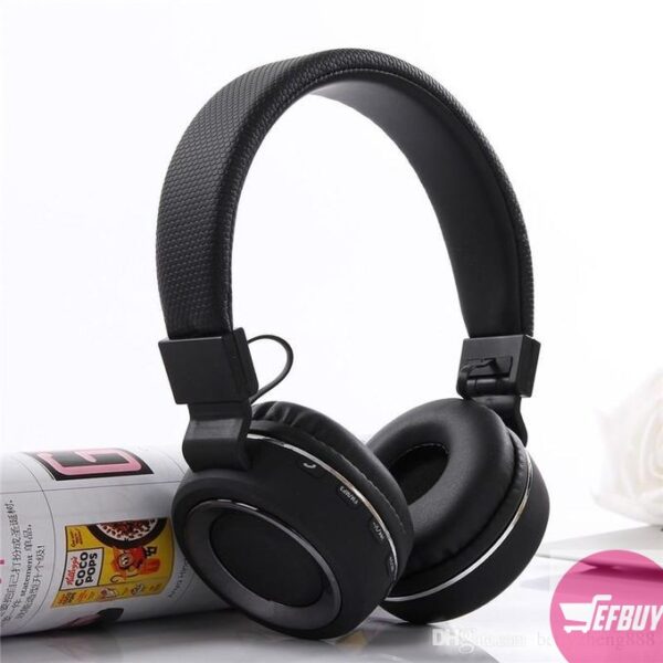 SH-18 Bluetooth Headset Wireless Handfree MIC TF Slot FM Leather Headphone - Black