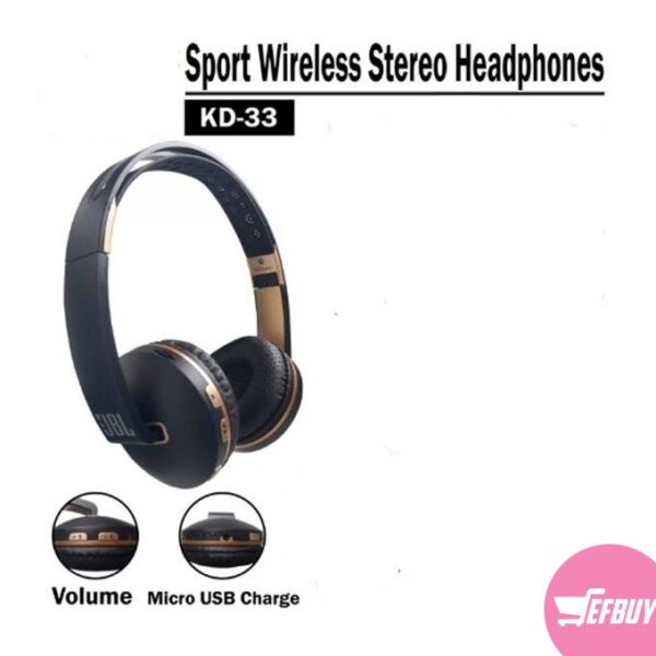 Generic KD33 Wireless Bluetooth, TF,FM Radio Headphones - Black