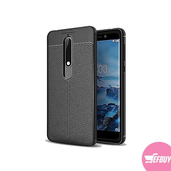 Auto Focus Nokia 6 2018 Shock Proof Carbon Fiber Rugged Armor Soft Back Case - Black