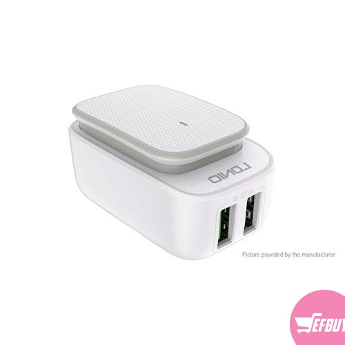 LDNIO A2205 LED Night Light Dual USB Wall Charger Power Adapter - White