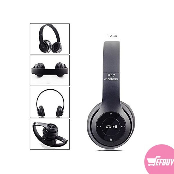 Wireless Bluetoooth ,FM Headphones - Black