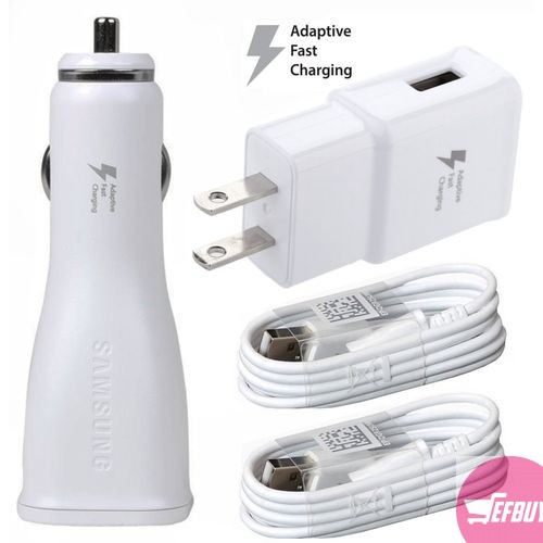 Verizon Samsung Galaxy S7 edge Adaptive Fast Charger Micro USB 2.0 [Car & Home Charger + 2 Micro USB Cable