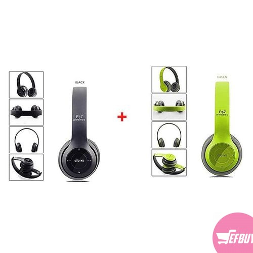 Bundle Of Two Wireless Base Headsets - Green,Black