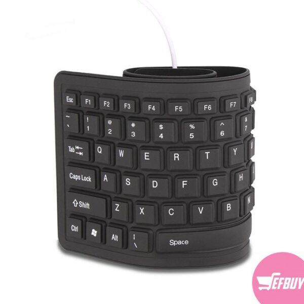 Flexible USB and PS/2 Silicone Gel Full-Sized Keyboard - Black.