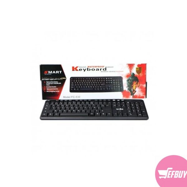 Smart FC-530 Waterproof Internet USB Keyboard - Black