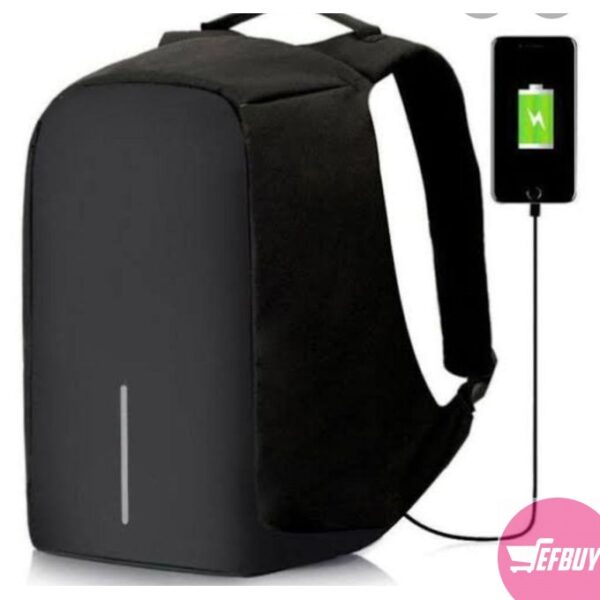 Anti Theft Designer Laptop Bag with USB Port- Black