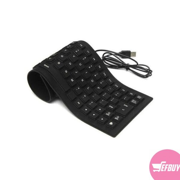 Flexible USB and PS/2 Silicone Gel Full-Sized Keyboard - Black.