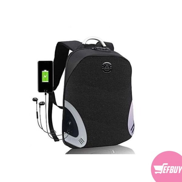 Anti-Theft Laptop Backpack Business Travel Bag - Unisex Design with USB Charging and Aux Port - Black