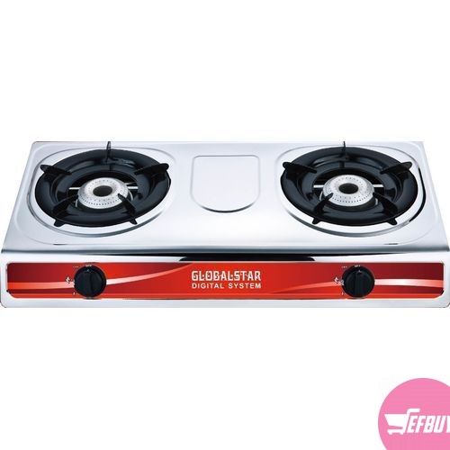 Globalstar Stainless Steel Double Burner Gas Stove GS-S206ZB - White