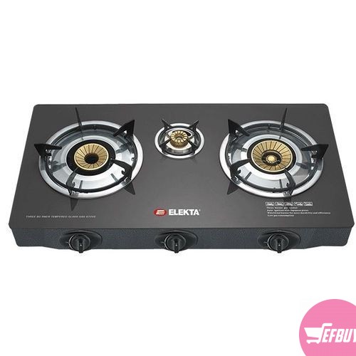 EGC-305- GB Elekta 3 Burner Tempered Glass Gas Stove with Auto Ignition