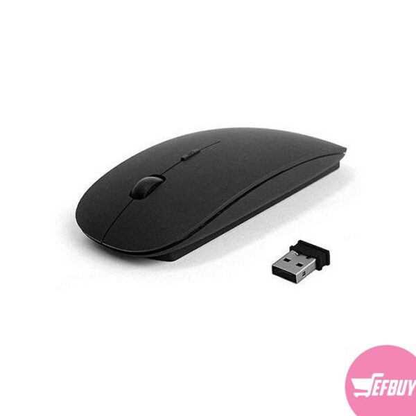 Fashion Ultra Slim 2.4 GHz Optical Wireless Mouse + Receiver - Black.