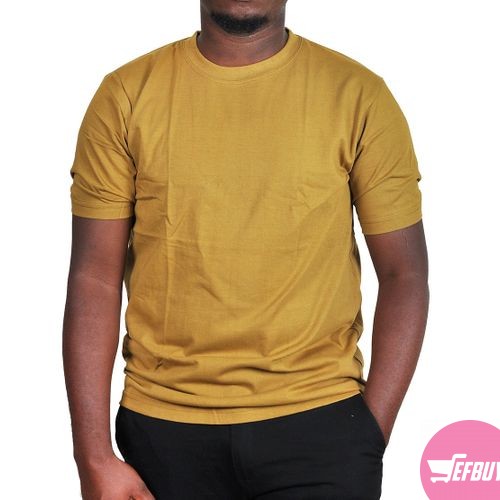 Round neck t-shirt with short sleeves-Brown.