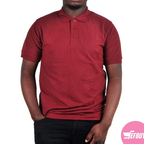 Polo neck t-shirt with short sleeves-Maroon.