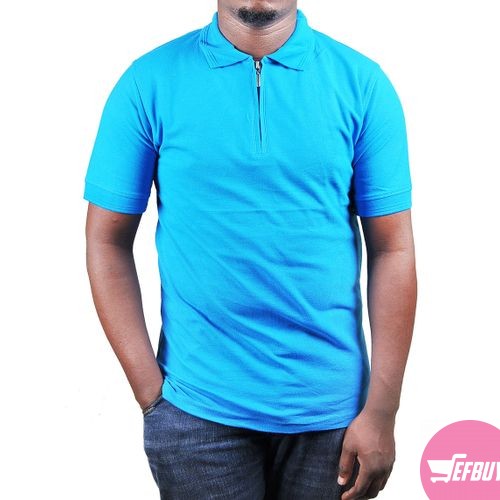 Polo t-shirt with short sleeves-Light Blue.