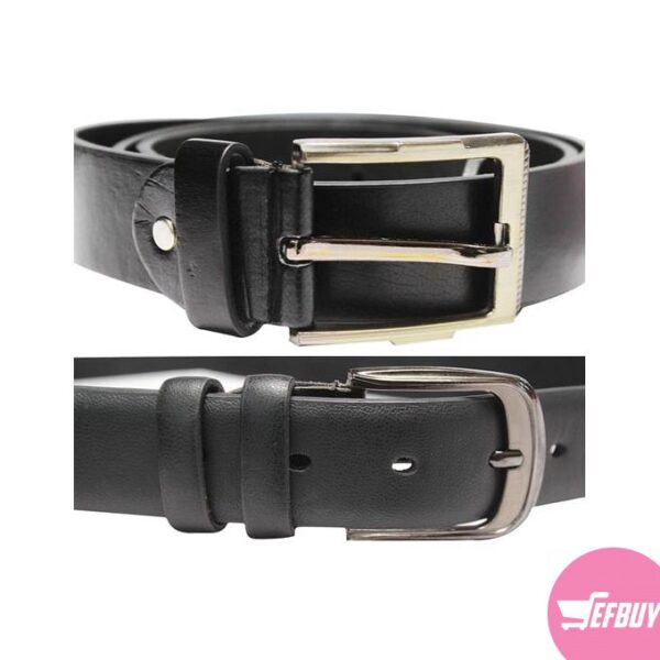 Men's two pack faux leather belts-Black