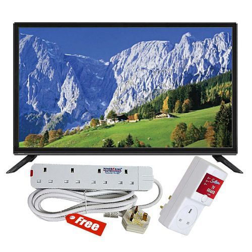 Smartec S32 32inch HD LED TV with Inbuilt Digital Decorder (Black) + Tv Power Guard + Free Power Extension Cable - Black,White.