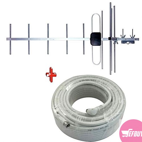 Star-aerial Digital Antenna/ Aerial + 10 Meter Cable - Silver,White