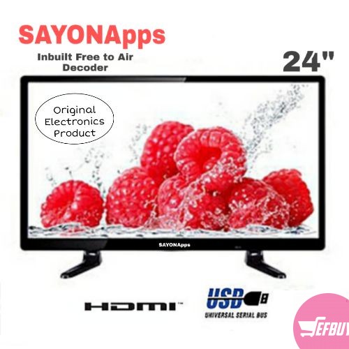 Sayona 24" Flat TV with Inbuilt Digital Decoder, HDMI input - Black