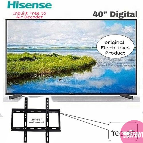 Hisense 40" Digital TV, With Inbuilt Free to Air Decoder + Free TV Wall Mount Bracket - Black