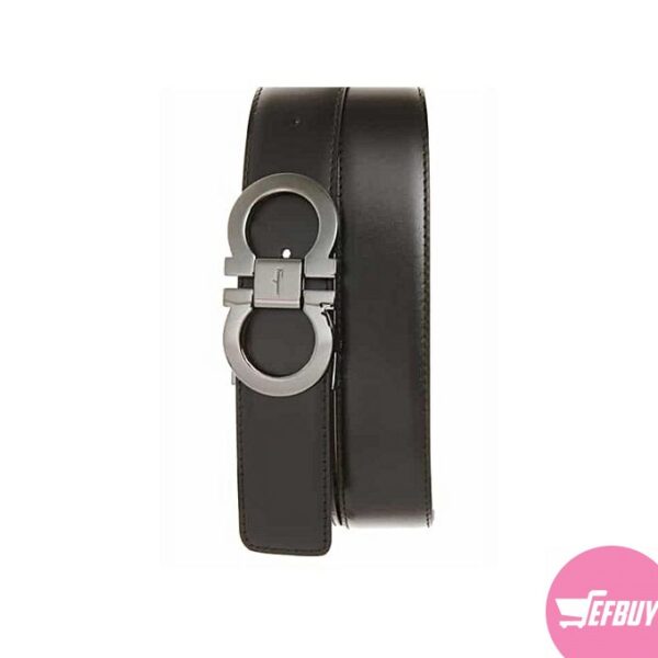 Men's faux leather designer belt-Black