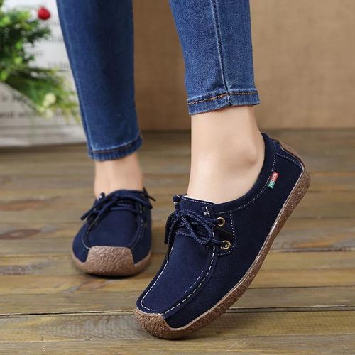 Women's Classy Moccasins-Navy Blue.